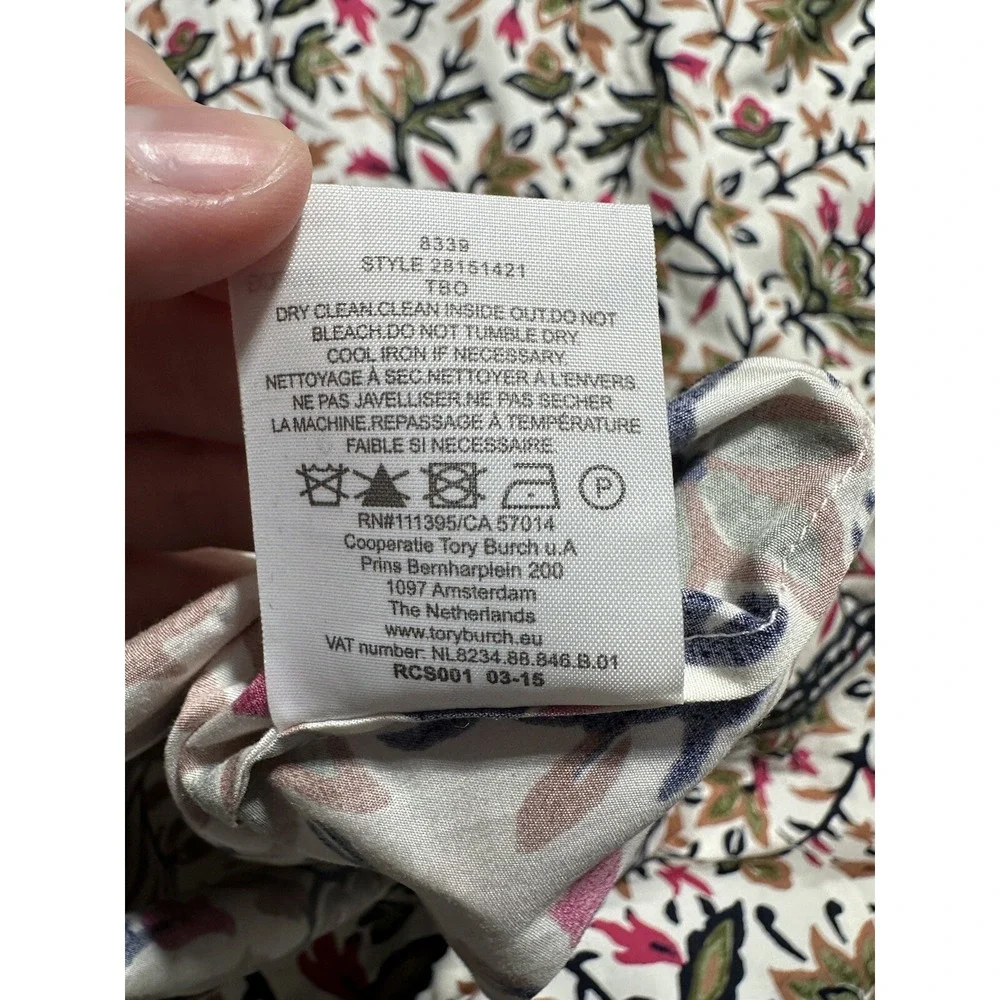 Tory Burch Women's Printed 3/4 Sleeve Tunic Mini Dress‎ Floral Size 12